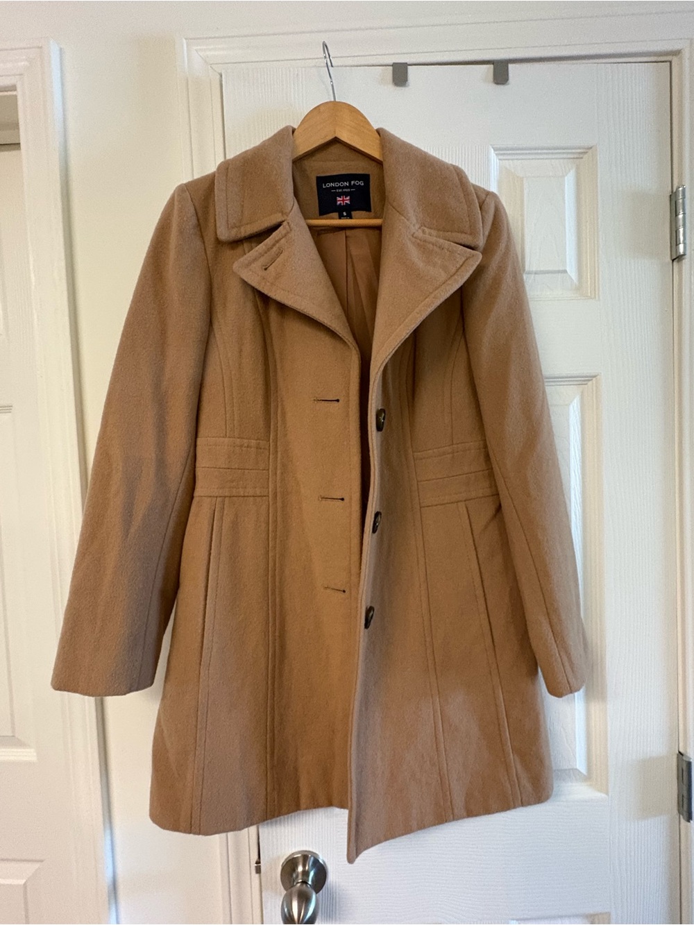 London Fog Women's Camel-Colored Wool-Blend Pea Coat